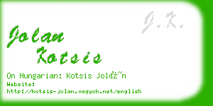 jolan kotsis business card